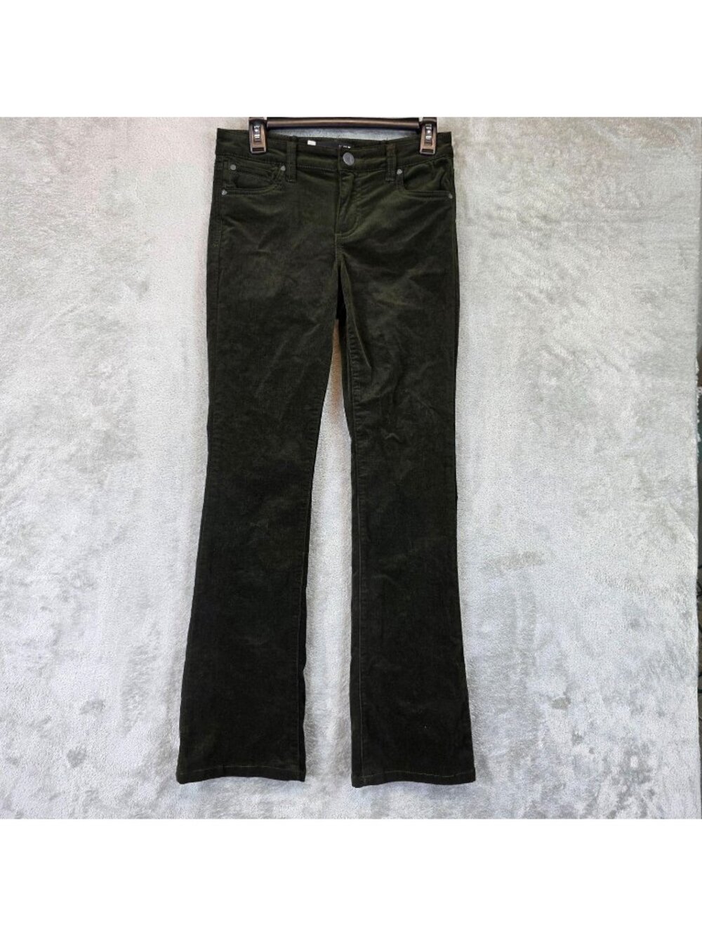 KUT From The Kloth Karen Baby Bootcut Pants Womens 0 Green Corduroy Slim Stretch